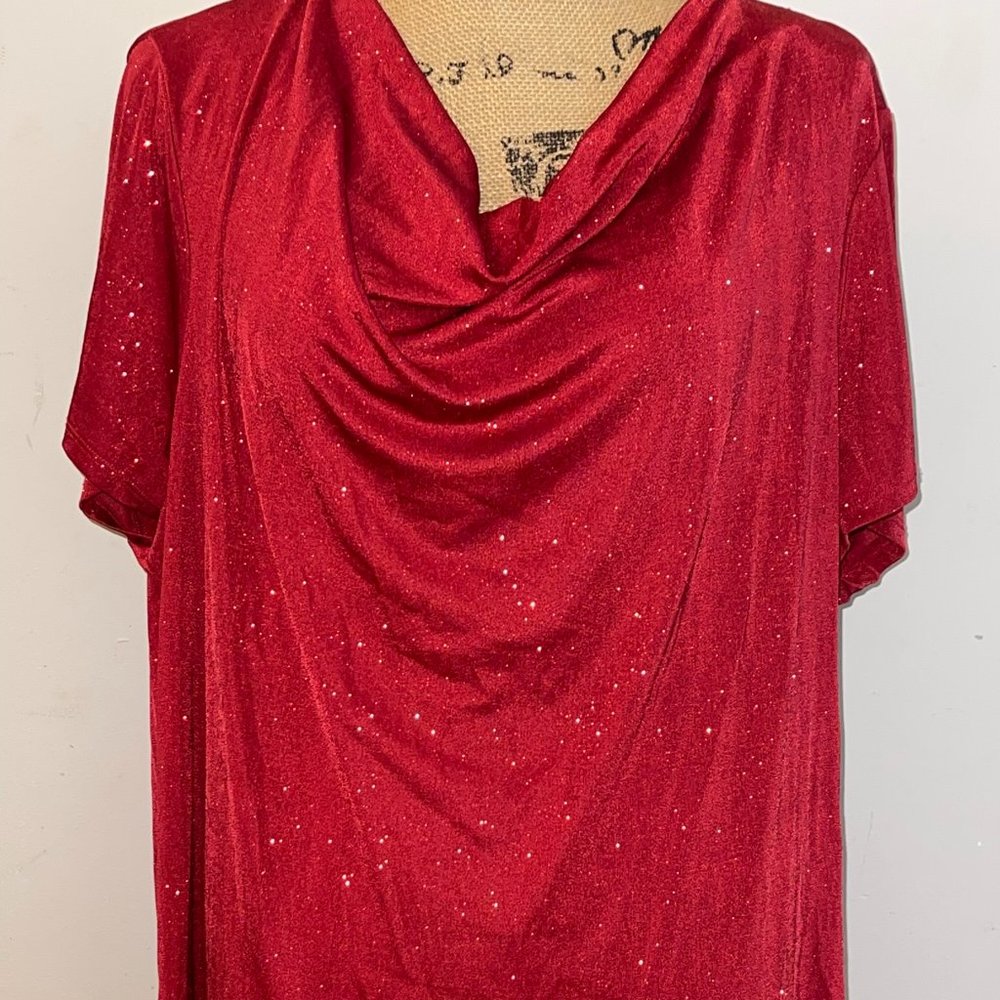 Red Sparkling Short Sleeved Shirt